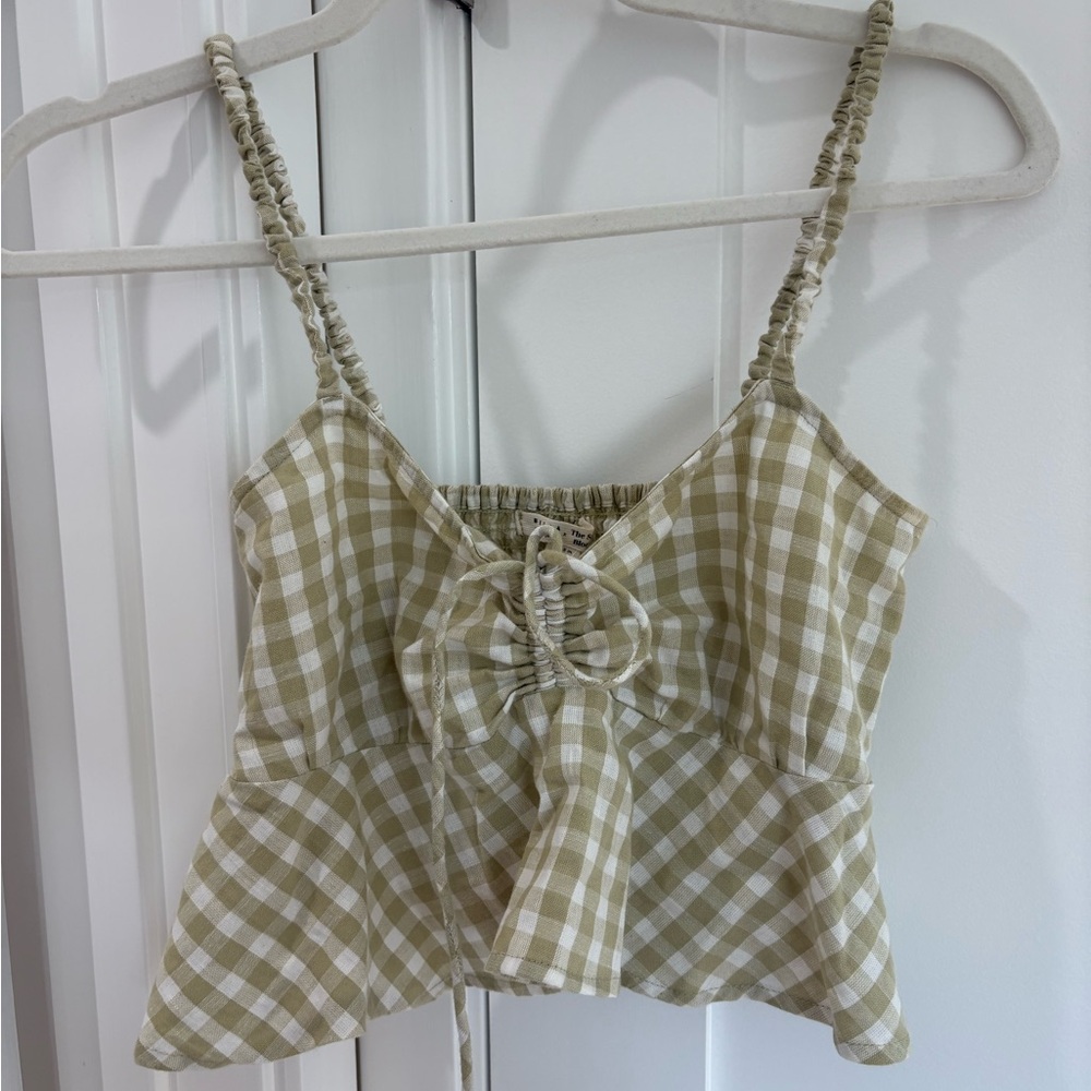gingham green and white crop top